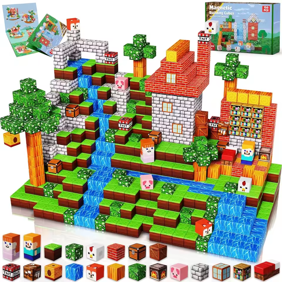 Conjunto de Blocos de Montar Minecraft Magnético